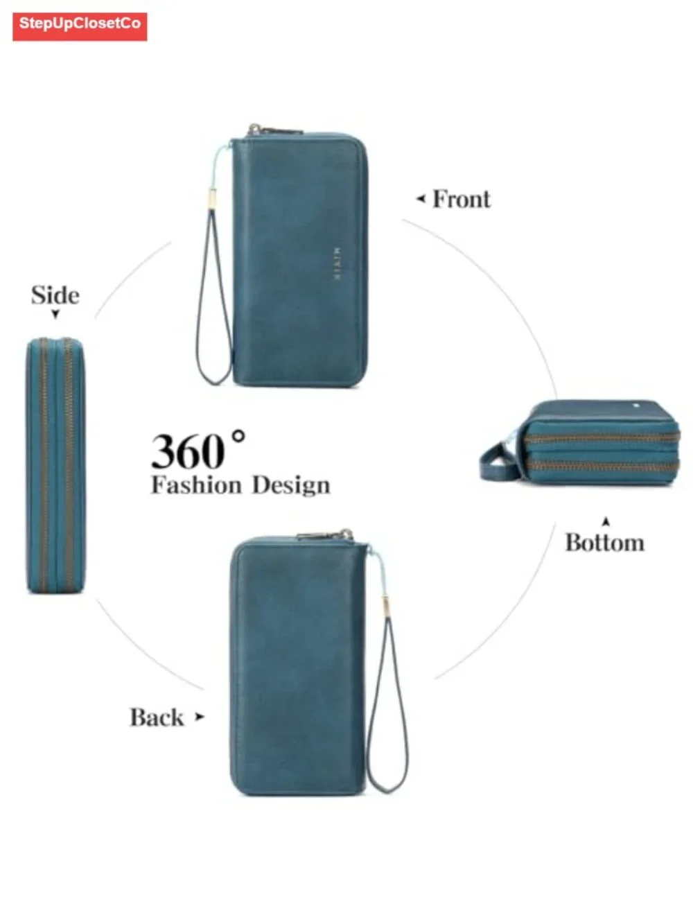 Wristlet Wallet for Women RFID Blocking Vegan Leather Zip Around Clutch